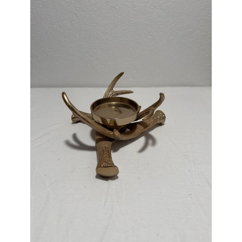 Gold Antler Candle Holder Lodge Decor Faux Deer Horn Tea Light Votive Stand